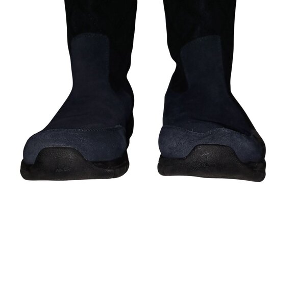 Lands End Navy Blue Puffer Suede Mid-calf Winter Rain Boot Women's Size 9B NWOT - Picture 7 of 10